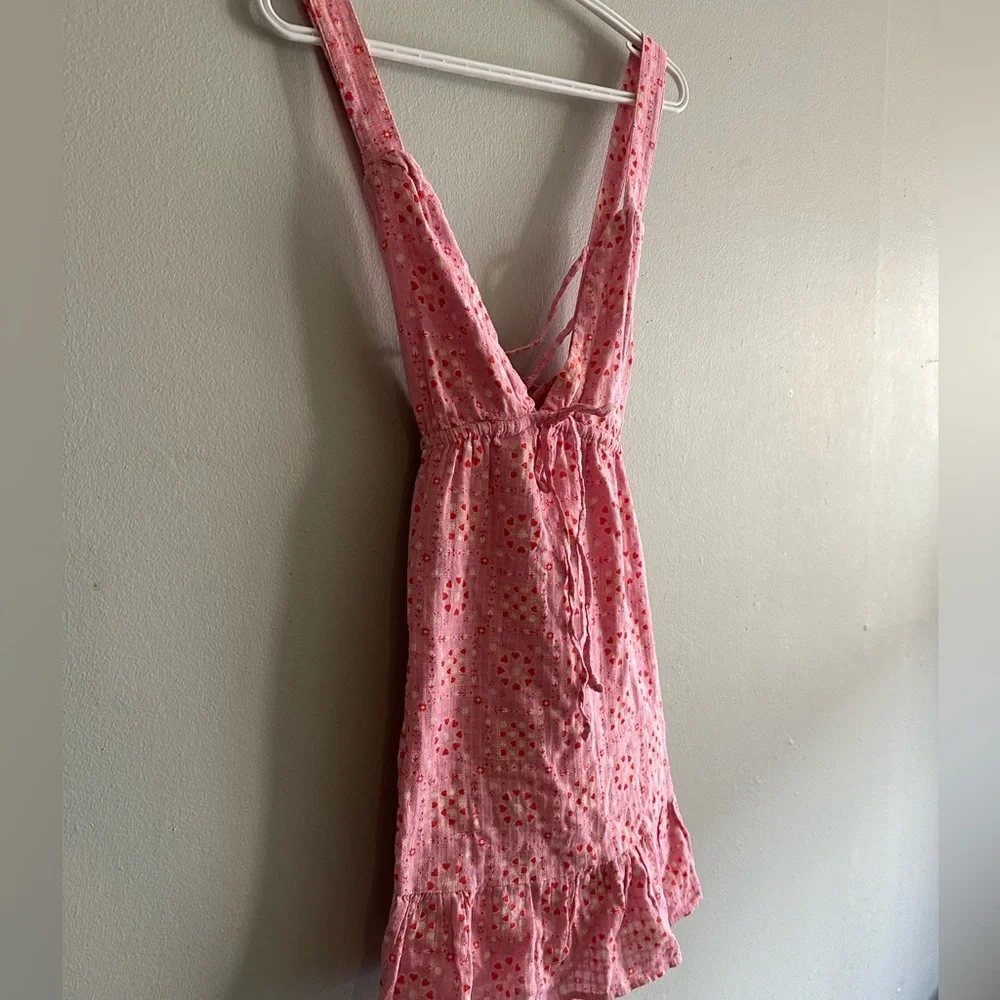Urban Outfitters Pink Eyelet Ruffle Tie-Waist Mini Dress - Picture 5 of 14